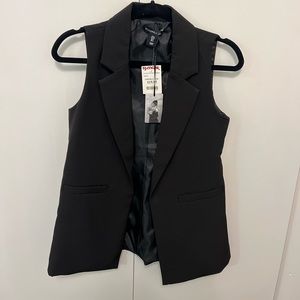 NWT. Black Blazer Vest.